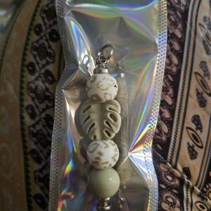 Leaf Charm Keychain with Beads